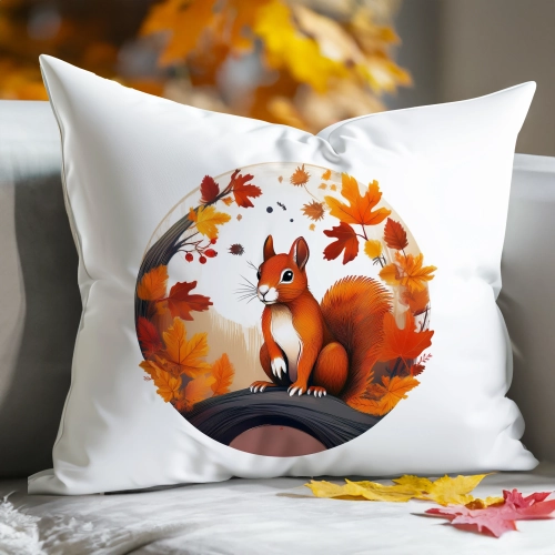 POSZEWKA DEKORACYJNA 50x70 JASIEK OZDOBNA JESIENNA WIEWIÓRKA