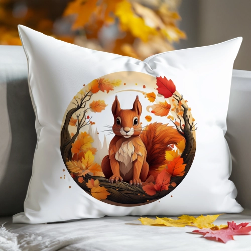 POSZEWKA DEKORACYJNA 50x70 JASIEK OZDOBNA JESIENNA WIEWIÓRKA