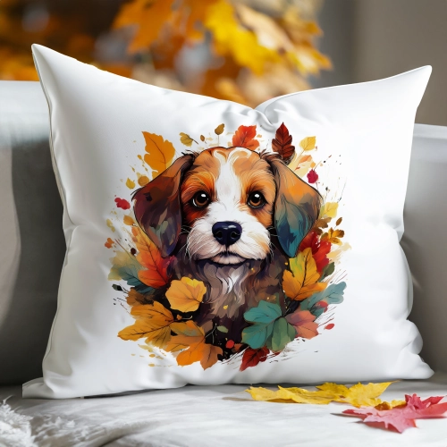 POSZEWKA DEKORACYJNA 50x70 JASIEK OZDOBNA JESIENNA PIES