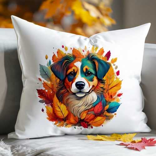 POSZEWKA DEKORACYJNA 50x70 JASIEK OZDOBNA JESIENNA PIES