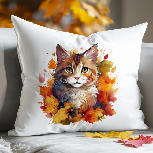 POSZEWKA DEKORACYJNA 50x70 JASIEK OZDOBNA JESIENNA KOT