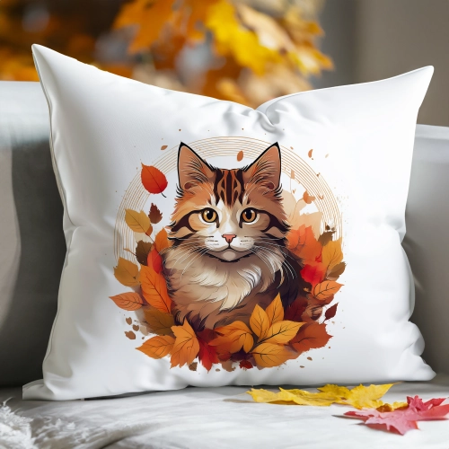 POSZEWKA DEKORACYJNA 50x70 JASIEK OZDOBNA JESIENNA KOT
