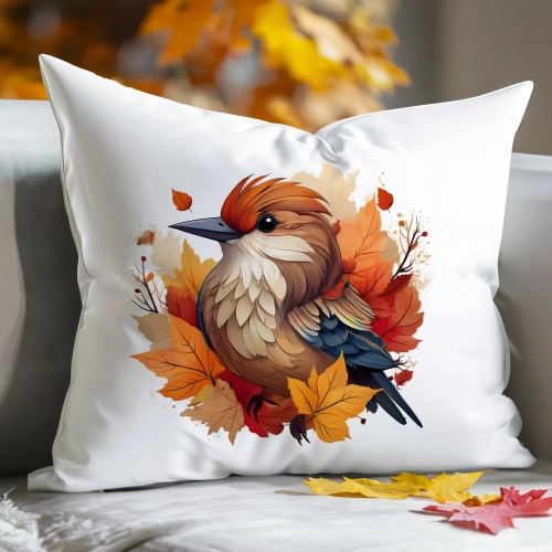 POSZEWKA DEKORACYJNA 50x70 JASIEK OZDOBNA JESIENNA PTAK