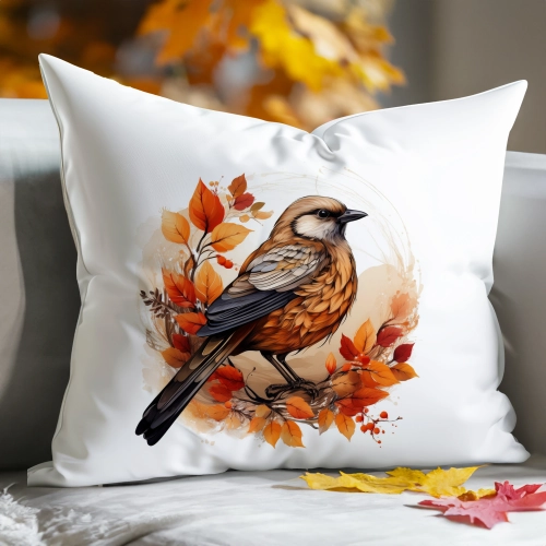 POSZEWKA DEKORACYJNA 50x70 JASIEK OZDOBNA JESIENNA PTAK