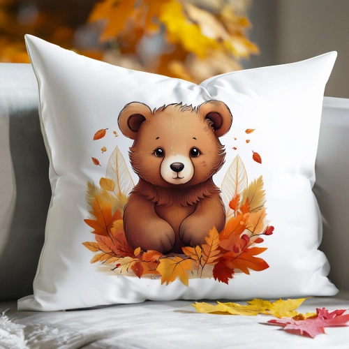 POSZEWKA DEKORACYJNA 50x70 JASIEK OZDOBNA JESIENNA NIEDŹWIEDŹ MIŚ NIEDŹWIADEK