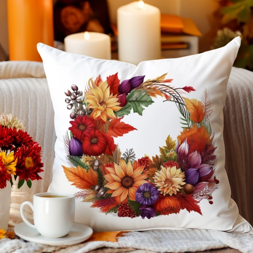 POSZEWKA DEKORACYJNA JESIENNA VELVET 40x40 WELUROWA JESIEŃ KWIATY