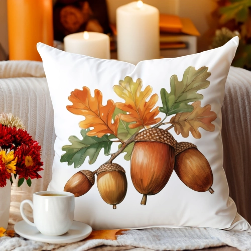 POSZEWKA DEKORACYJNA JESIENNA VELVET 40x40 WELUROWA JESIEŃ LIŚCIE