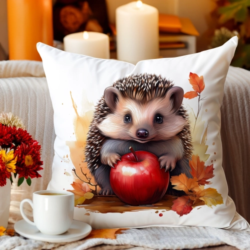 POSZEWKA DEKORACYJNA 40x40 JASIEK OZDOBNA JESIENNA JEŻ