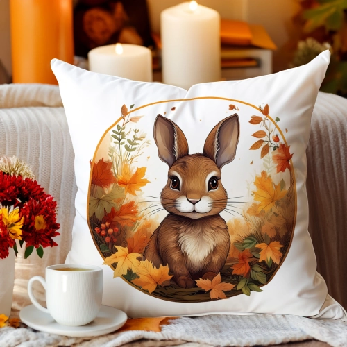 POSZEWKA DEKORACYJNA JESIENNA VELVET 40x40 WELUROWA JESIEŃ ZAJĄC