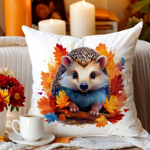 POSZEWKA DEKORACYJNA JESIENNA VELVET 40x40 WELUROWA JESIEŃ JEŻ