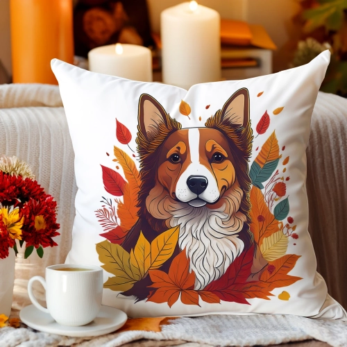 POSZEWKA DEKORACYJNA JESIENNA VELVET 40x40 WELUROWA JESIEŃ PIES