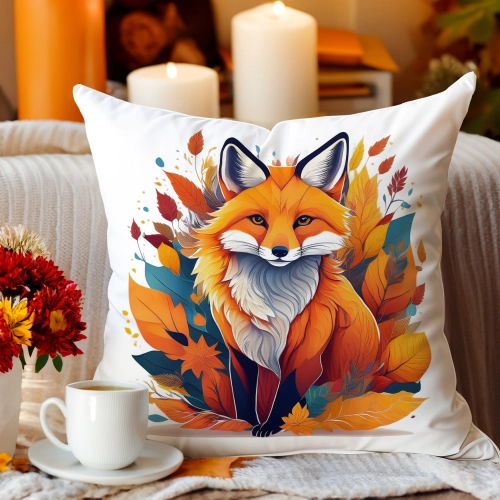 POSZEWKA DEKORACYJNA JESIENNA VELVET 40x40 WELUROWA JESIEŃ LIS