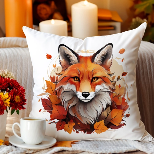 POSZEWKA DEKORACYJNA JESIENNA VELVET 40x40 WELUROWA JESIEŃ LIS