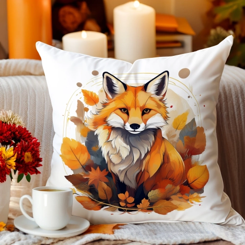 POSZEWKA DEKORACYJNA JESIENNA VELVET 40x40 WELUROWA JESIEŃ LIS