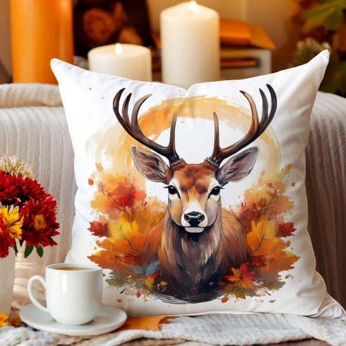 POSZEWKA DEKORACYJNA JESIENNA VELVET 40x40 WELUROWA JESIEŃ JELEŃ