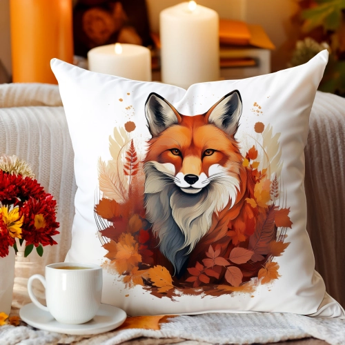 POSZEWKA DEKORACYJNA JESIENNA VELVET 40x40 WELUROWA JESIEŃ LIS