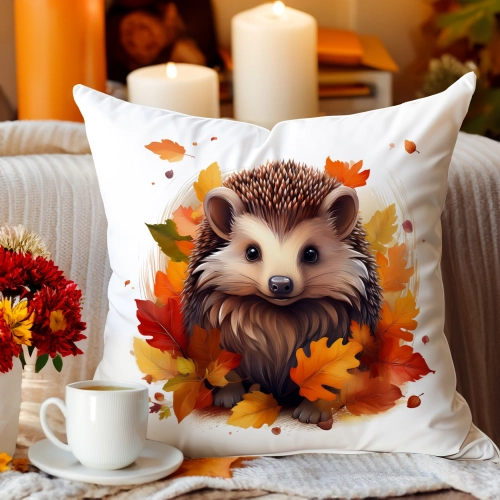 POSZEWKA DEKORACYJNA JESIENNA VELVET 40x40 WELUROWA JESIEŃ JEŻ