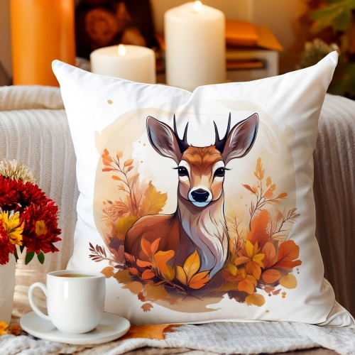 POSZEWKA DEKORACYJNA JESIENNA VELVET 40x40 WELUROWA JESIEŃ JELEŃ