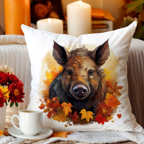 POSZEWKA DEKORACYJNA 40x40 JASIEK OZDOBNA JESIENNA DZIK