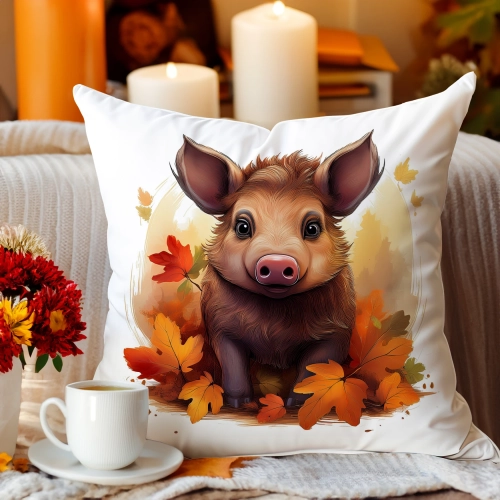 POSZEWKA DEKORACYJNA 40x40 JASIEK OZDOBNA JESIENNA DZIK