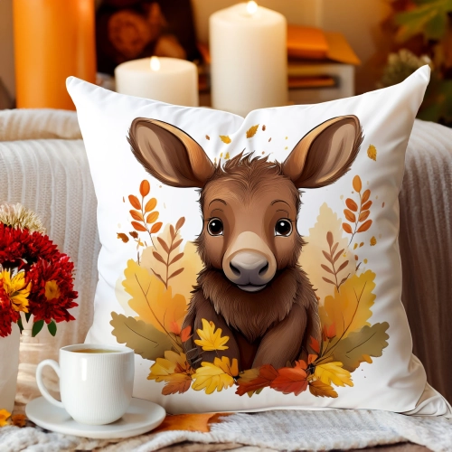 POSZEWKA DEKORACYJNA 40x40 JASIEK OZDOBNA JESIENNA ŁOŚ