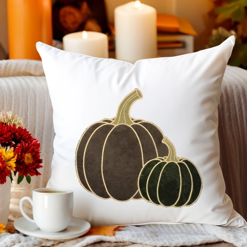 Polska poszewka dekoracyjna J&W z jesiennym haftem i aplikacjami dyni