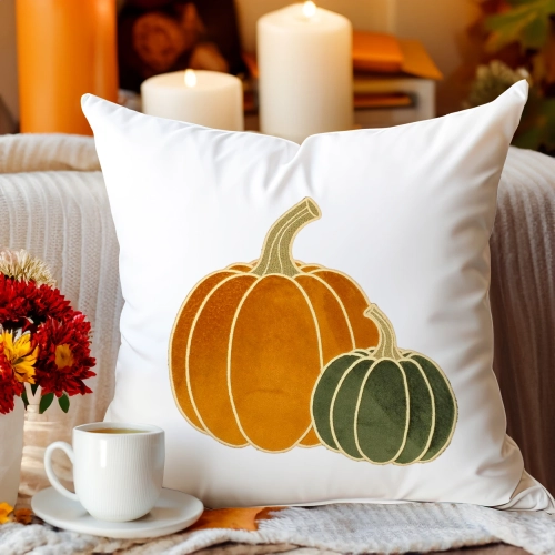 Polska poszewka dekoracyjna J&W z jesiennym haftem i aplikacjami dyni