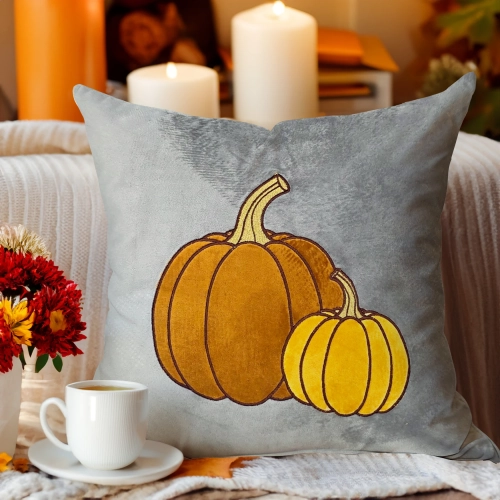 Polska poszewka dekoracyjna J&W z jesiennym haftem i aplikacjami dyni