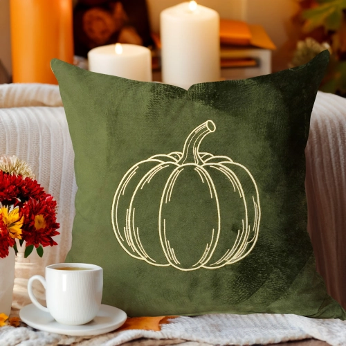 Jesienna poszewka dekoracyjna 40x40 cm z weluru z haftem