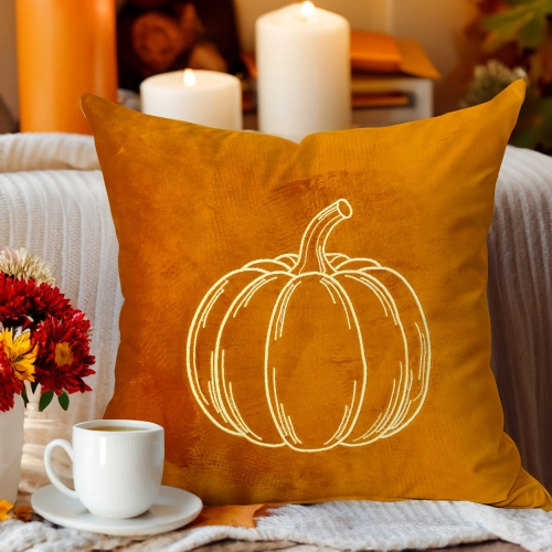 Jesienna poszewka dekoracyjna 40x40 cm z weluru z haftem