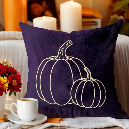 Jesienna poszewka dekoracyjna 40x40 cm z weluru z haftem