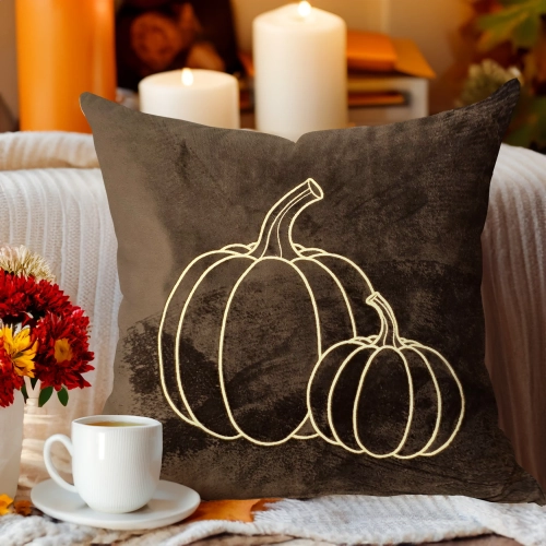 Jesienna poszewka dekoracyjna 40x40 cm z weluru z haftem