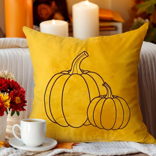 Jesienna poszewka dekoracyjna 40x40 cm z weluru z haftem