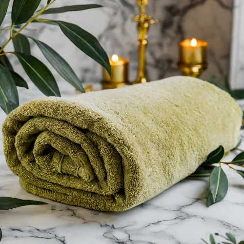 GRUBY RĘCZNIK KĄPIELOWY 50x100cm 500g/m2 PREMIUM CHŁONNY OLIWKA