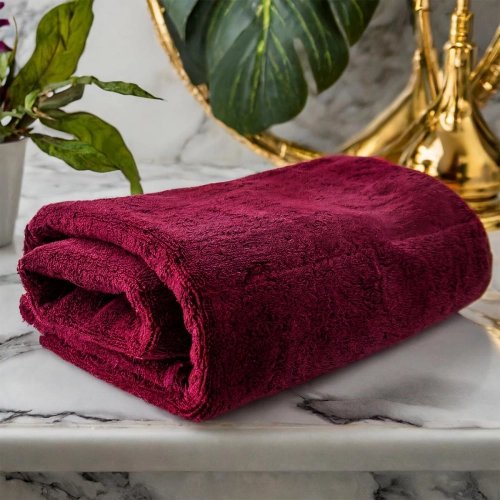 GRUBY RĘCZNIK KĄPIELOWY 50x100cm 500g/m2 PREMIUM CHŁONNY BORDOWY