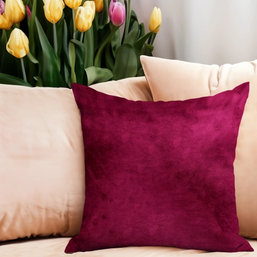 POSZEWKA DEKORACYJNA WELUROWA 40x40 WELUR VELVET NA PODUSZKĘ BORDO