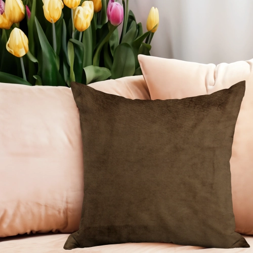 POSZEWKA DEKORACYJNA WELUROWA 40x40 WELUR VELVET NA PODUSZKĘ BRĄZOWY