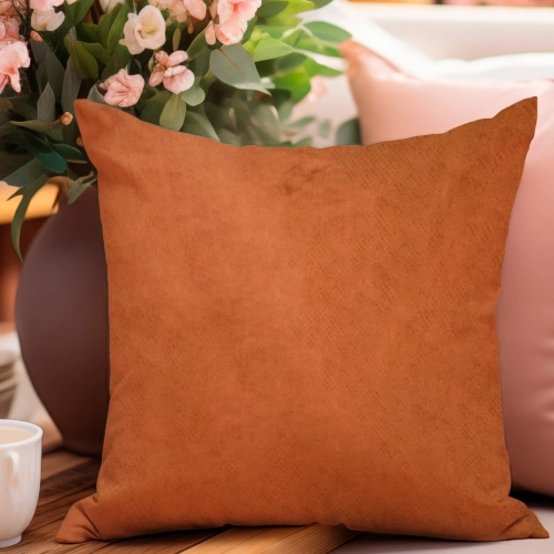 CEGLANA POSZEWKA DEKORACYJNA WELUROWA 45x45 WELUR VELVET NA PODUSZKĘ