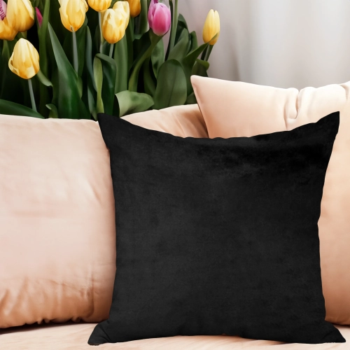 POSZEWKA DEKORACYJNA WELUROWA 40x40 WELUR VELVET NA PODUSZKĘ CZARNY