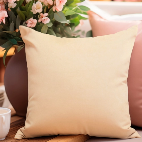 KREMOWA POSZEWKA DEKORACYJNA WELUROWA 45x45 WELUR VELVET NA PODUSZKĘ