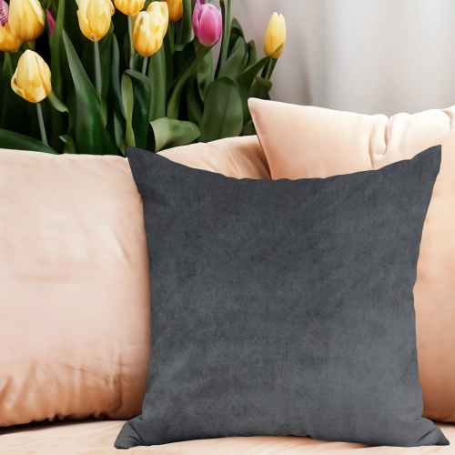POSZEWKA DEKORACYJNA WELUROWA 40x40 WELUR VELVET NA PODUSZKĘ GRAFIT