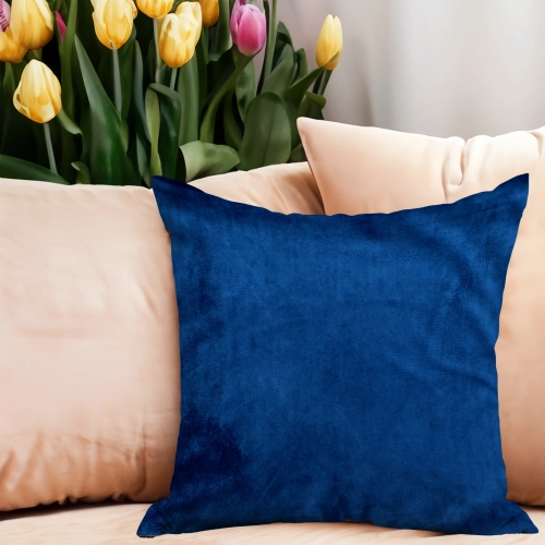 GRANATOWA POSZEWKA DEKORACYJNA WELUROWA 45x45 WELUR VELVET NA PODUSZKĘ