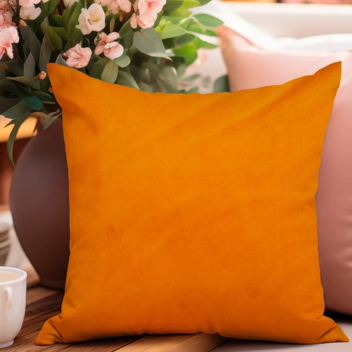 POSZEWKA DEKORACYJNA WELUROWA 40x40 VELVET NA PODUSZKĘ JASIEK POMARAŃCZOWY