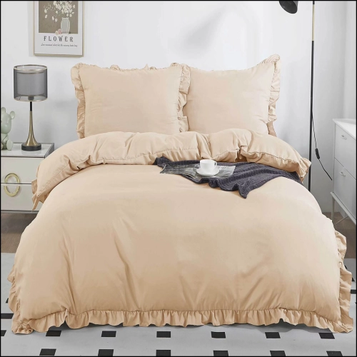 KOMPLET POŚCIELI Z FALBANKĄ BAWEŁNA FALBANA PRZEŚCIERADŁO Z FALBANĄ