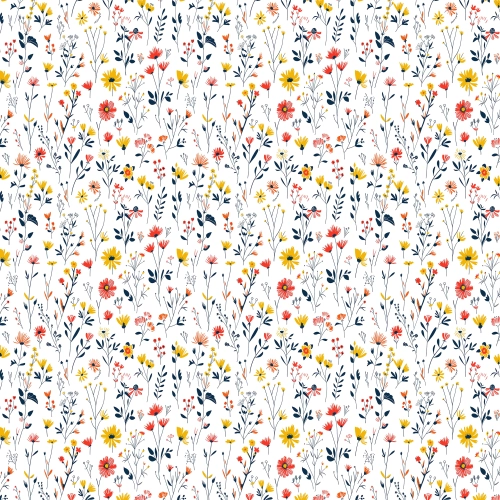 Tkanina bawełniana na metry wzór w kolorowe polne kwiaty