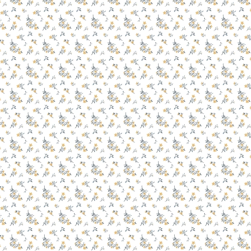 Tkanina bawełniana na metry wzór w drobne żółte kwiatki i listki