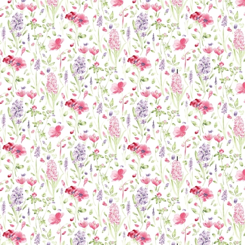 Tkanina bawełniana na metry wzór w różowe i fioletowe kwiaty akwarelowe