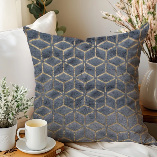 POSZEWKA DEKORACYJNA 40x40cm JASIEK GEOMETRYCZNY OZDOBNA WŁOCHACZ