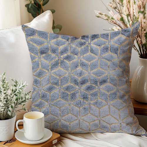 POSZEWKA DEKORACYJNA 40x40cm JASIEK GEOMETRYCZNY OZDOBNA WŁOCHACZ