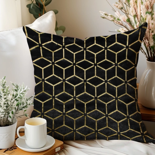 POSZEWKA DEKORACYJNA 40x40cm JASIEK GEOMETRYCZNY OZDOBNA WŁOCHACZ